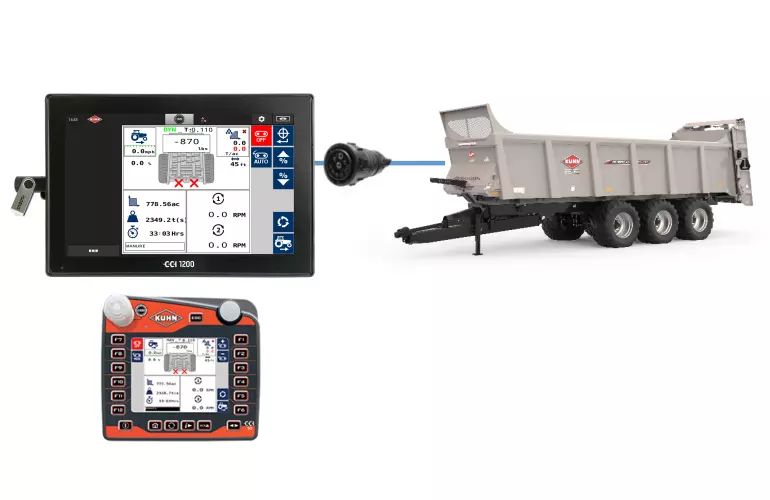 Terminal ISOBUS CCI 1200 avec épandeur de fumier PXL ProSpread