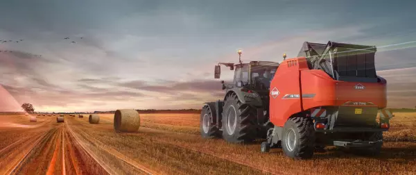 La presse KUHN VB 7100 en action